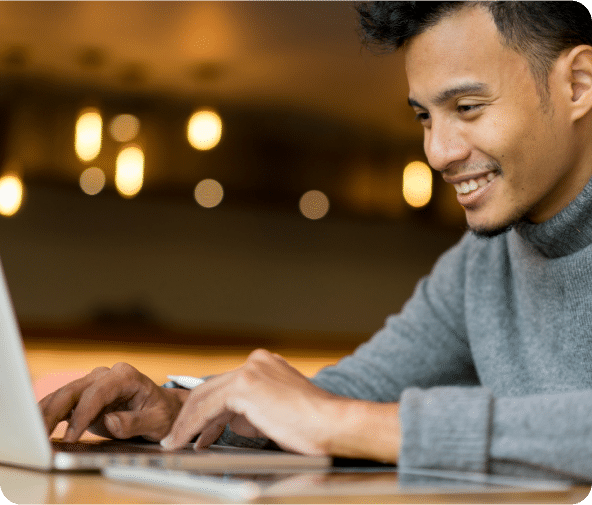 Website user happily engaged in their search
