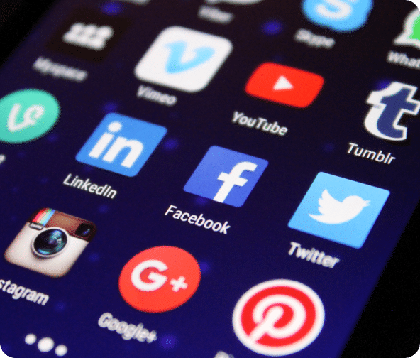 Social media icons on a mobile device