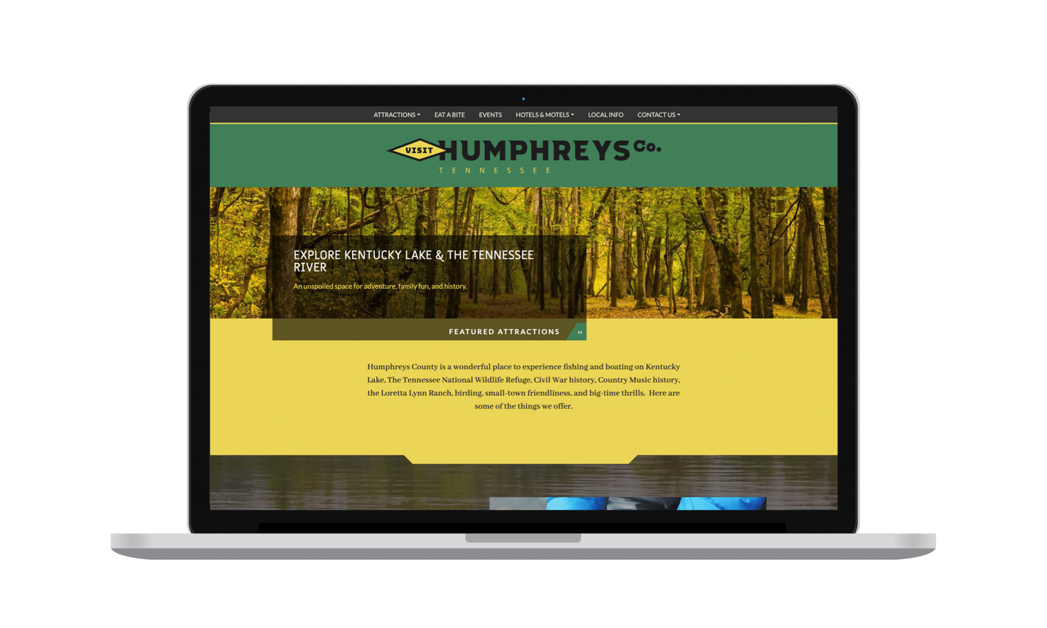 Visit Humphrey's County homepage is shared across different devices with various views.