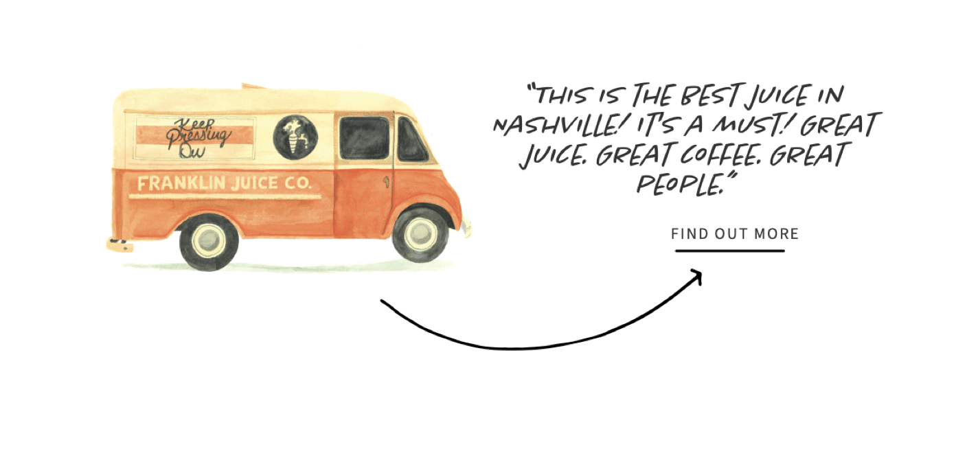 Visit Franklin review with colorful drawn van with black lettering.