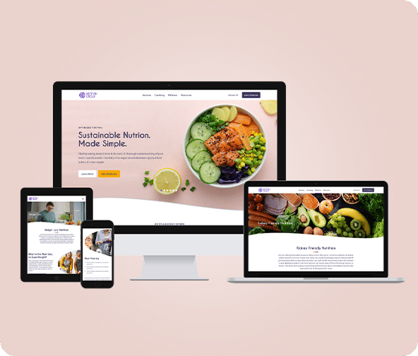 Dietitian Group website pages seen on various electronic devices in different view sizes.