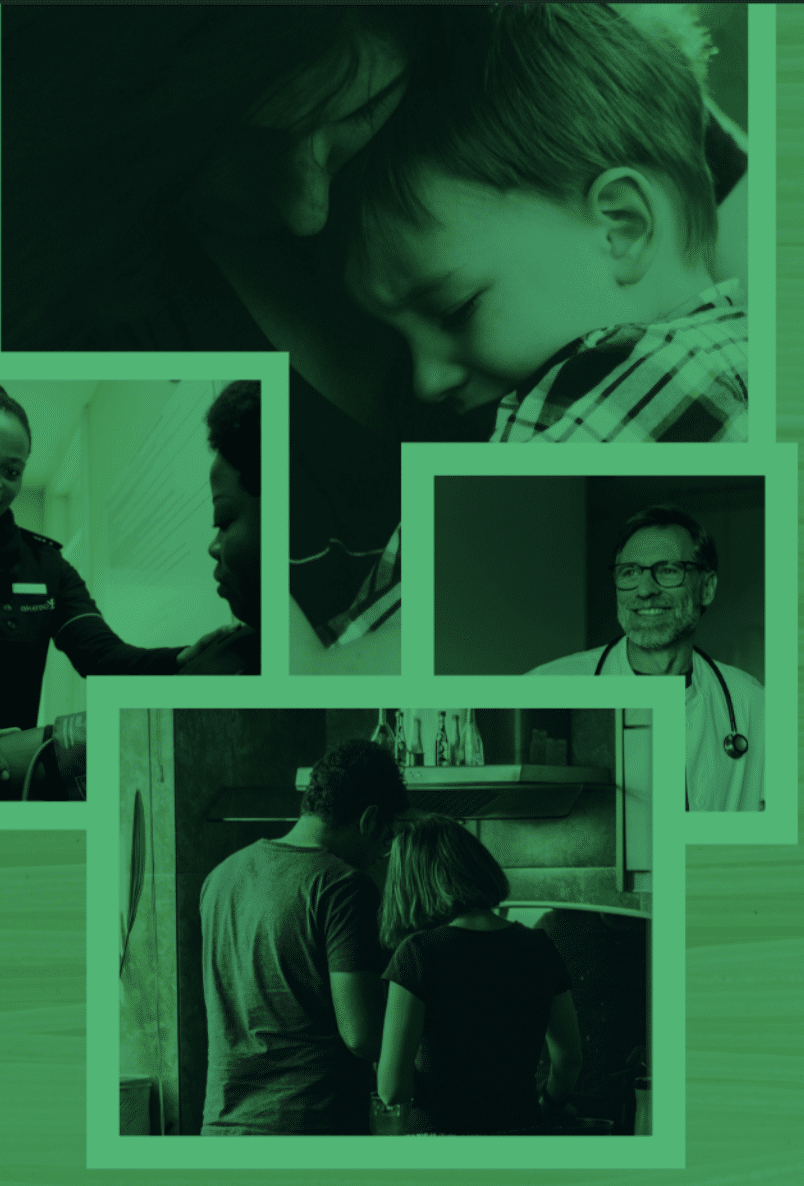 Collage of four pictures of patients, nurse and doctor showing rebranding of Hometown health clinic