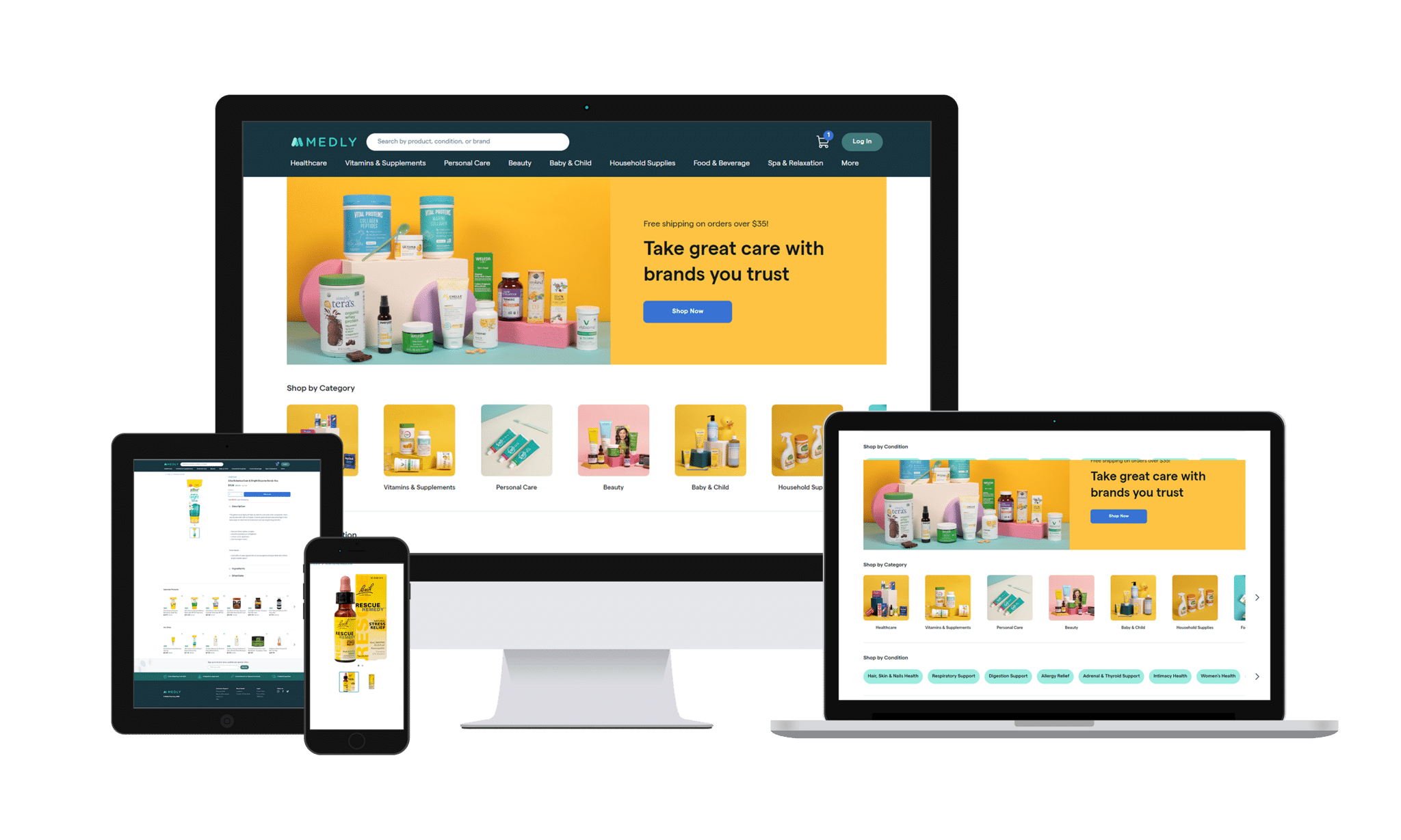 Medley website home page share on laptop, desktop, mobile, and tablet screens.