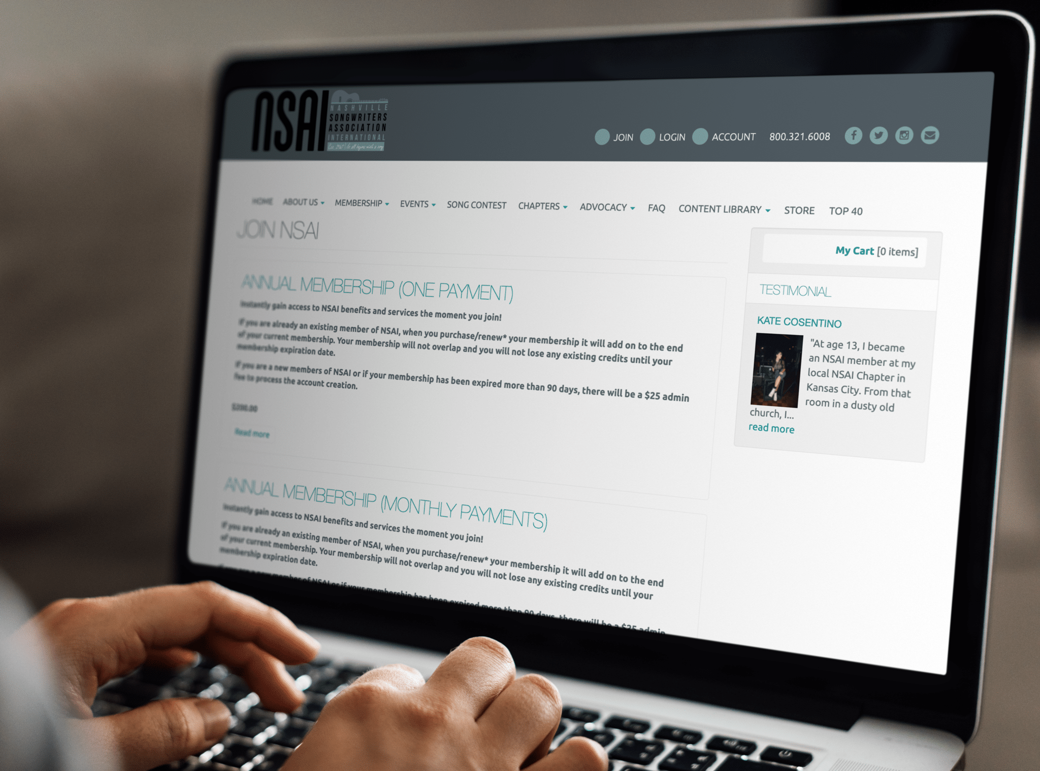 Nashville Songwriters Association International annual membership webpage.