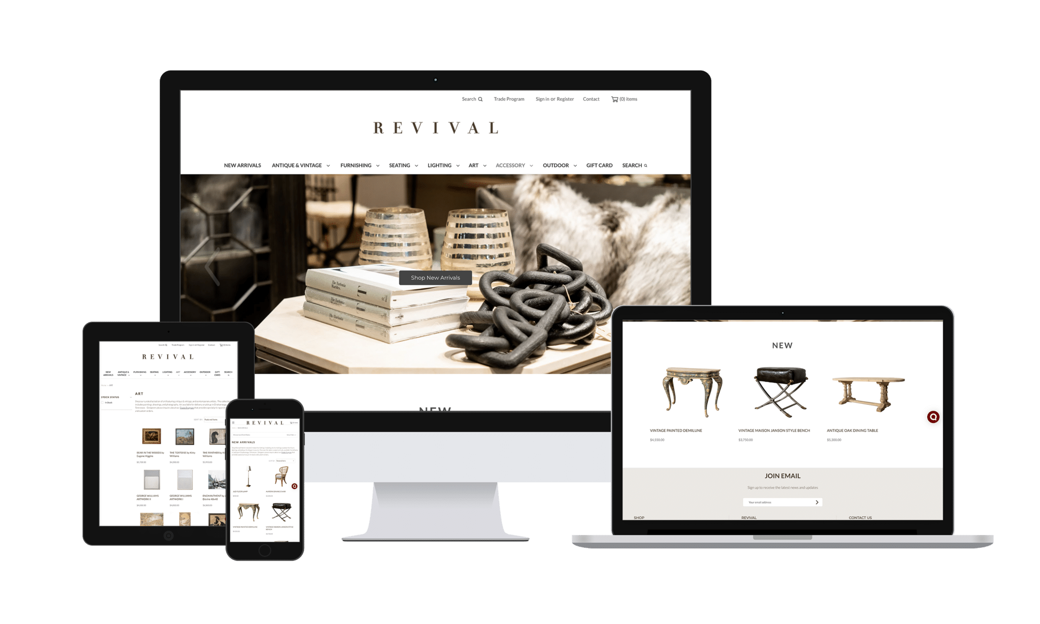 Revival Home website home page view across various device screens.