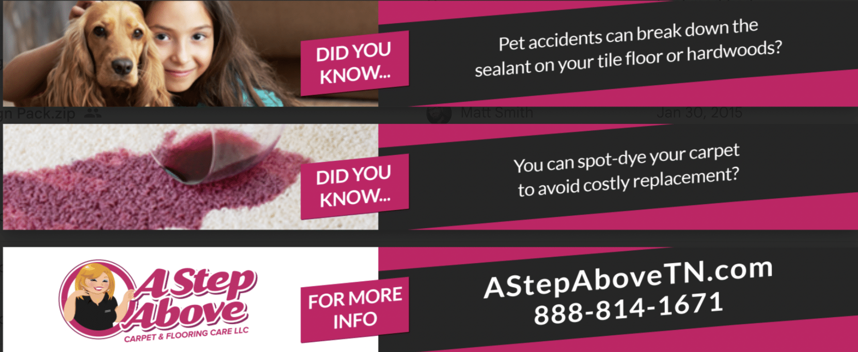 Three images on the left of horizontal headers with two representing 'Did you know...' and one 'For more info'