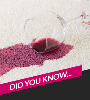 A Step Above webpage with a glass of wine spilled on carpet and 'Did you know...' across the bottom.