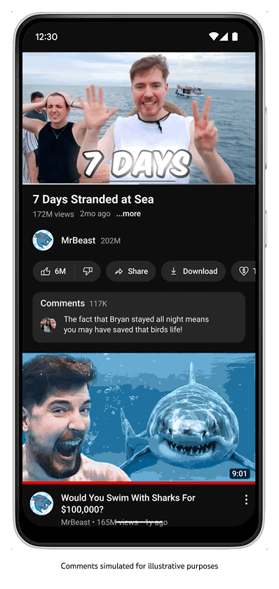 GIF showing the generative AI interaction in the comments section of a MrBeast video.