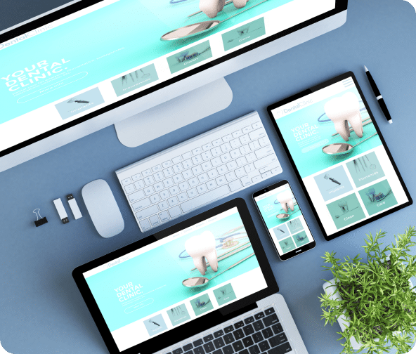 Home page shown across all device types showing responsive design.