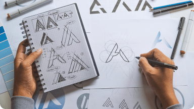 Various logo designs for a healthcare brand.