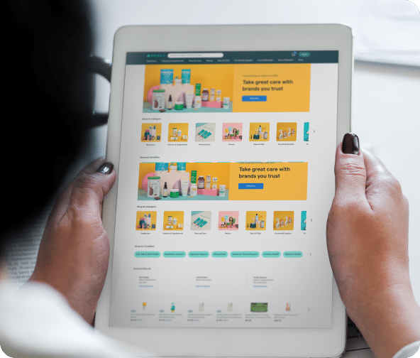 Medley custom webpage for eCommerce viewed by user on tablet.