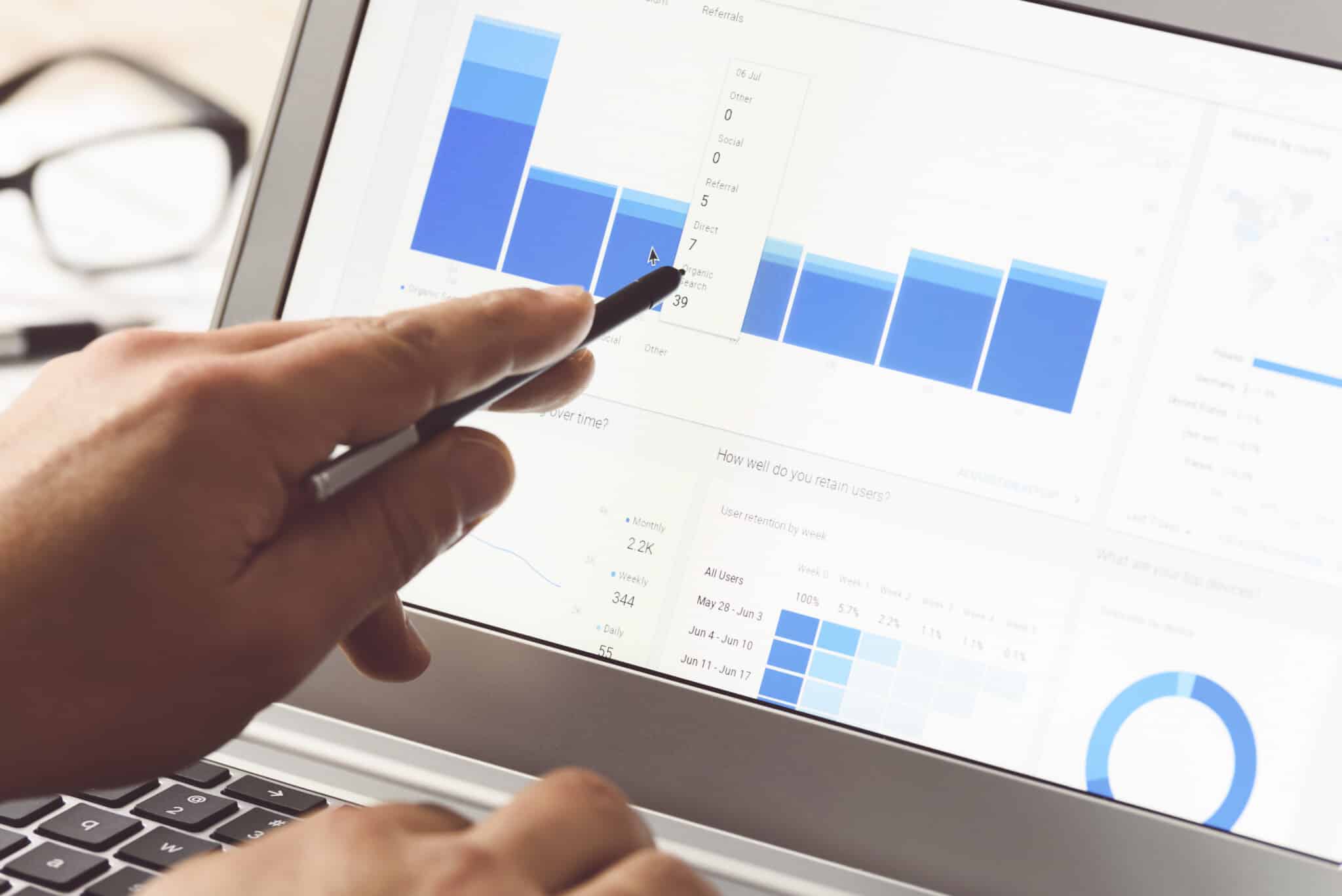 Person looking at website traffic metrics of their website.