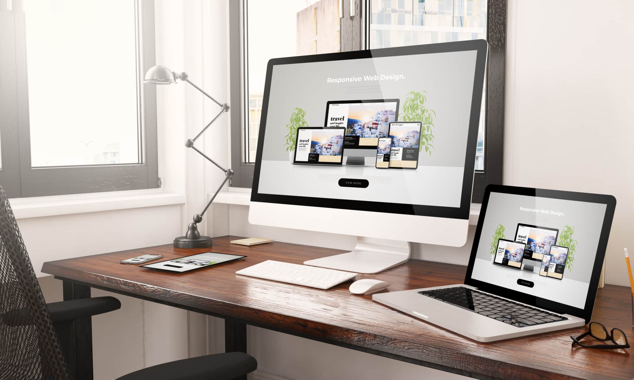Website shown across various screens for responsive design example.