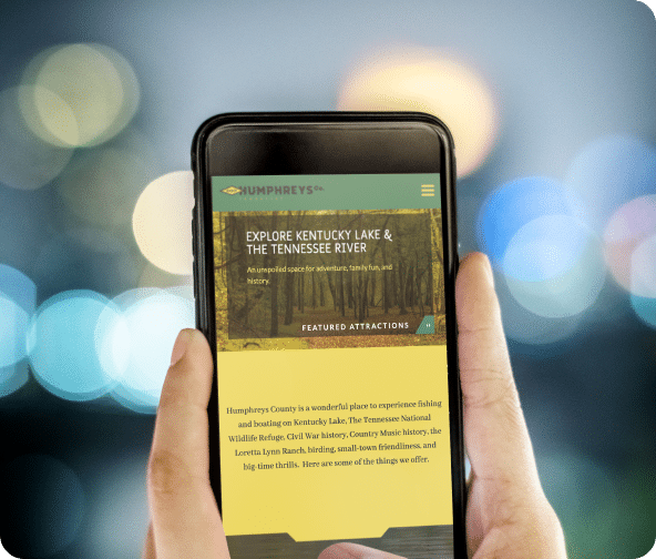 Mobile phone view of the Visit Humphrey's County website.