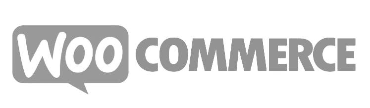 WOOCOMMERCE written in grey on a light grey background and WOO written in a dialoque box.