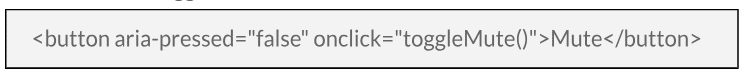 Example of aria-pressed attribute showing the toggle state of a button.