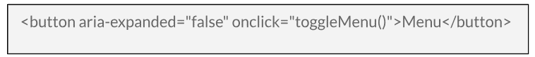 Example of aria-expanded showing false for menu closed. 