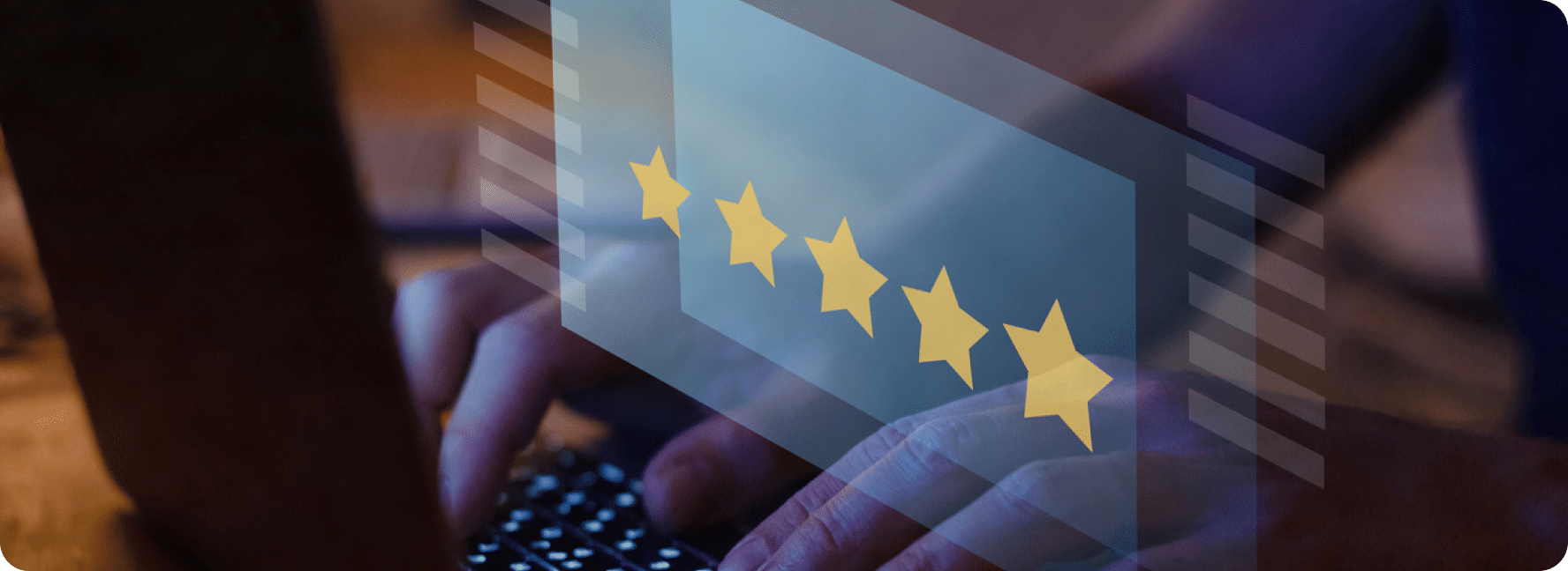 Holographic image of five stars representing trust.