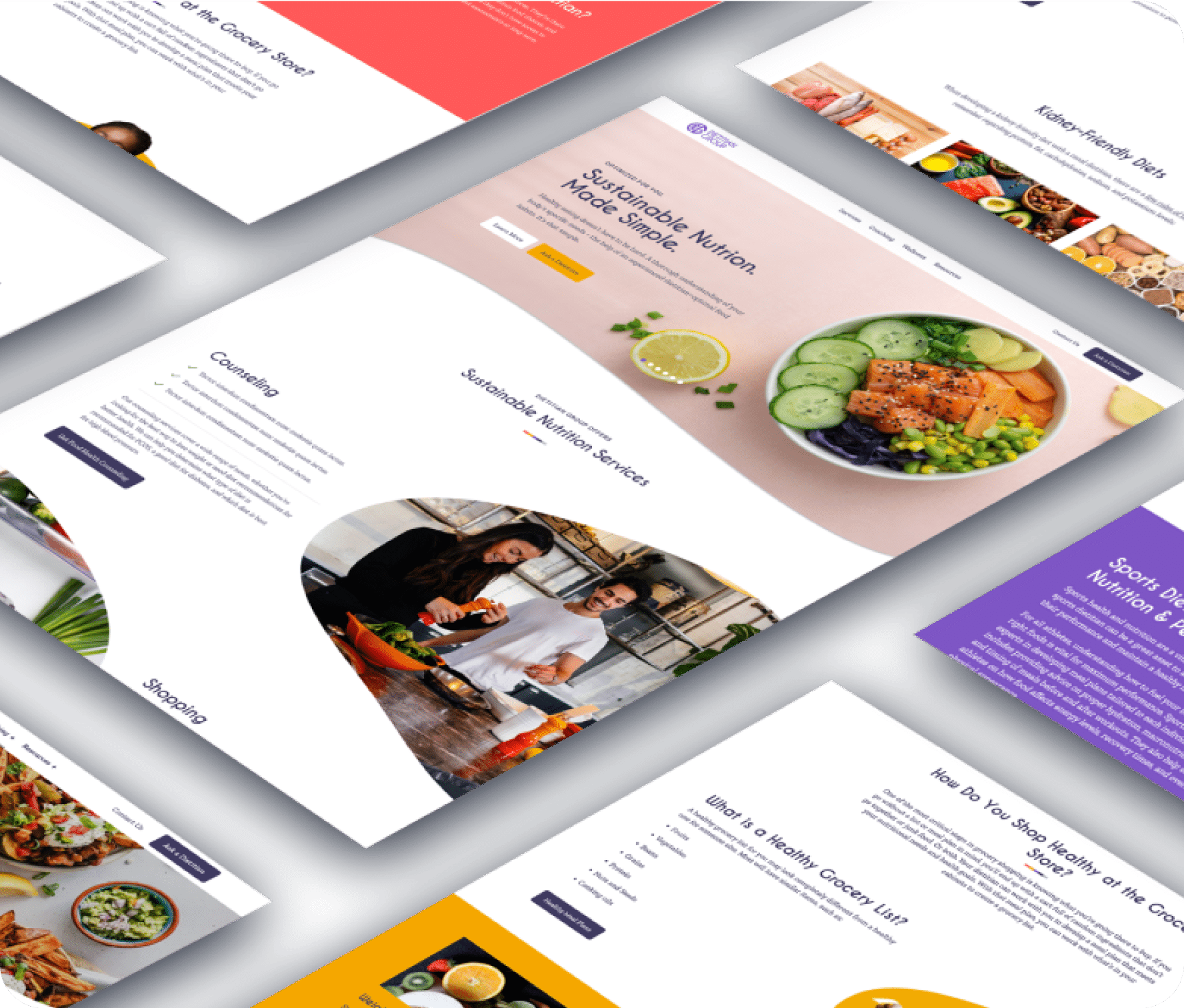 Webpage examples of the Dietitian Group website and it's design.