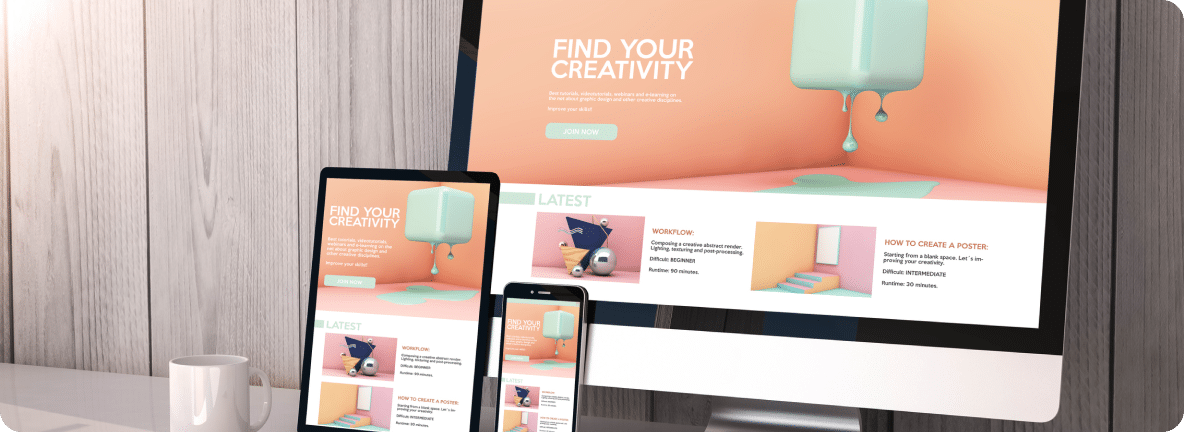 Create website displayed across multiple screen types to show seamless integration.