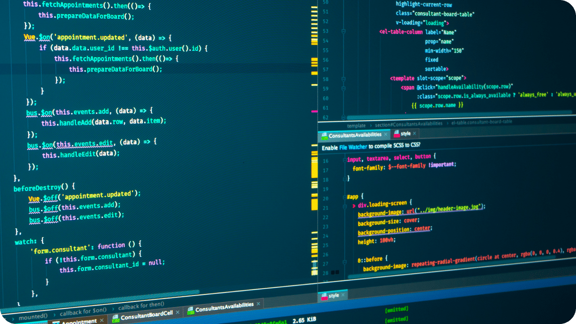 Various lines of code across a computer screen.