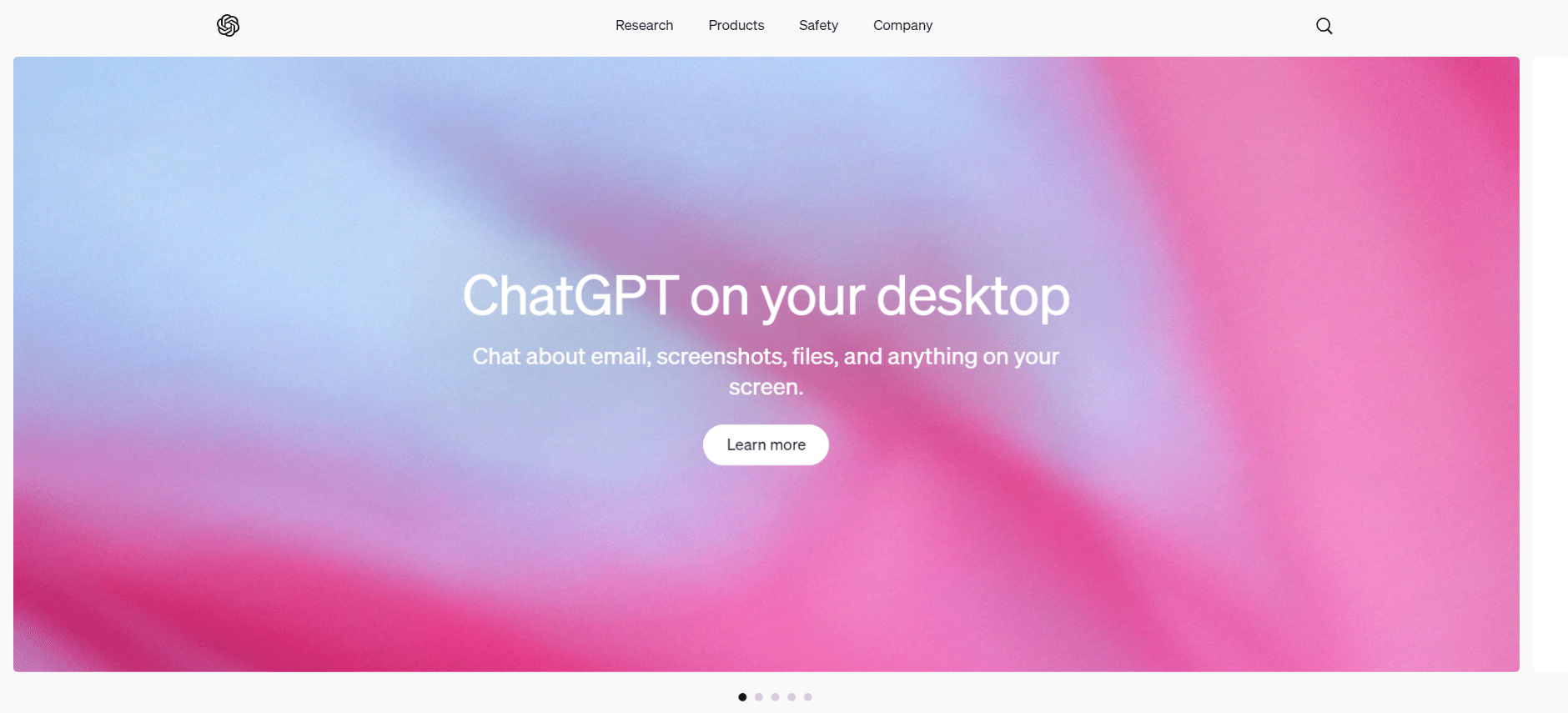 ChatGPT on your desktop in white font with a pink and blue tie-dye background.