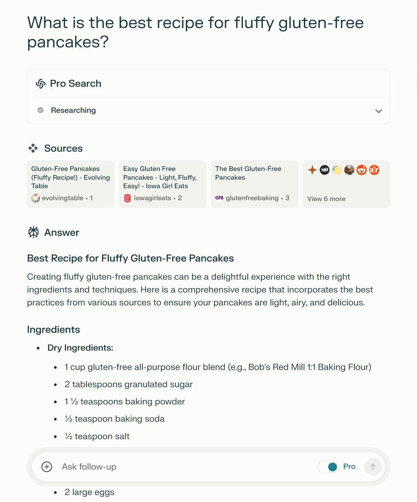 Perplexity.ai response result with citation links at the top of the results, under the query. 